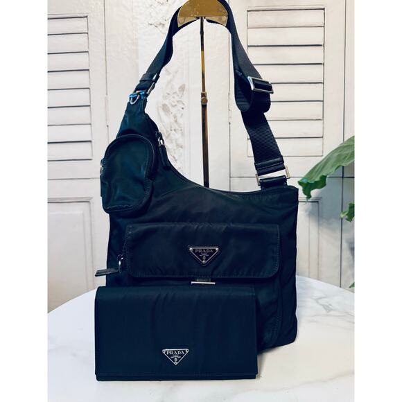 Prada Nylon Bundle:  Vela Sling Messenger Bag and Wallet - Picture 1 of 9